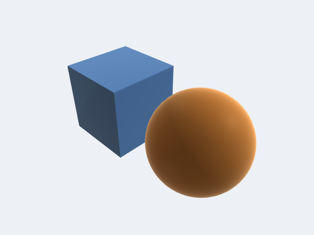 Shaded render of a box and sphere scene